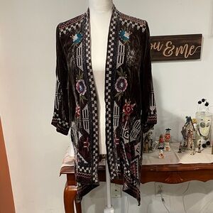 Johnny Was Embroidered Open Front Sweater - Multicolor